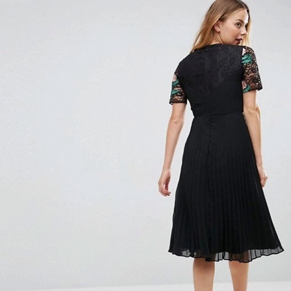 ASOS Pleated Embroidered Lace Midi Dress - Picture 4 of 4